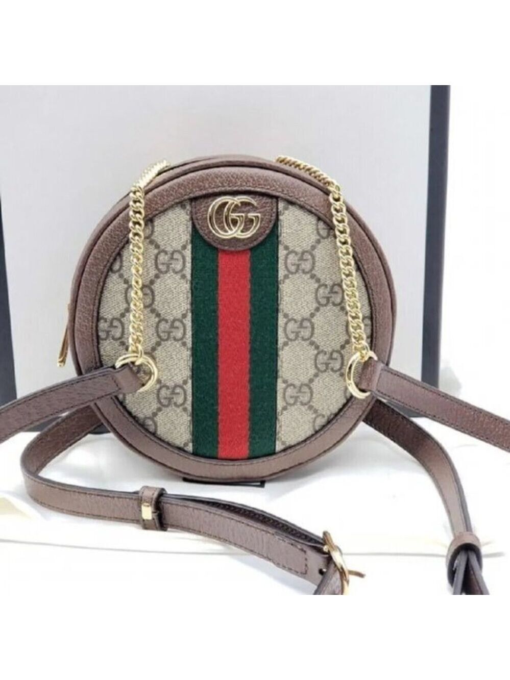 Authentic Gucci Ophidia Round Mini Crossbody Bag NEW | GG Supreme Canvas Web Bag - Picture 3 of 13